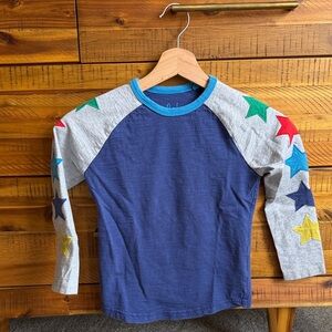 Mini Boden Boys' Navy Blue Star Sleeve Raglan Long Sleeve Tee